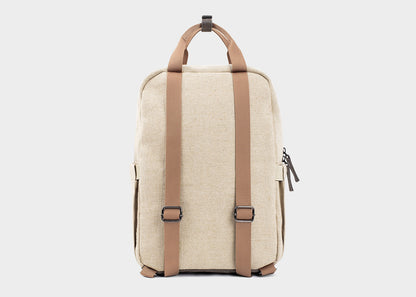 Lille Hamp Backpack i Beige and Grøn