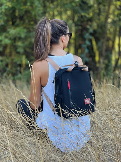 Lille Hamp Backpack i Beige and Grøn